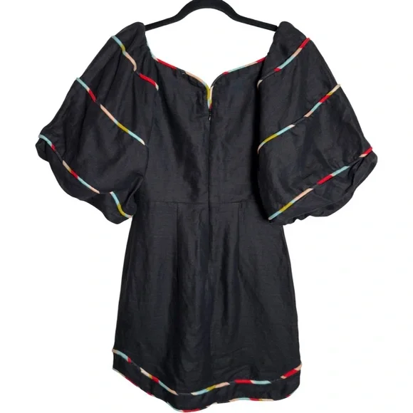 Farm Rio Black Linen Colored Striped Mini Dress Size XS - Picture 5 of 8